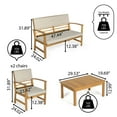 thumbnail image 5 of Barclay 4-Piece Modern Coastal Acacia Wood Conversation Outdoor Patio Set with Cushions, Light Gray/Teak Brown, 5 of 6