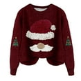 thumbnail image 4 of BODOAO Christmas Sweater for Women Cute Santa Xmas Sweatshirts Novelty Funny Long Sleeve Creweck Knit Sweaters Knitted Pullover Funny Graphic Fall Casual Loose Fit Tops 2025 Wine XL, 4 of 4