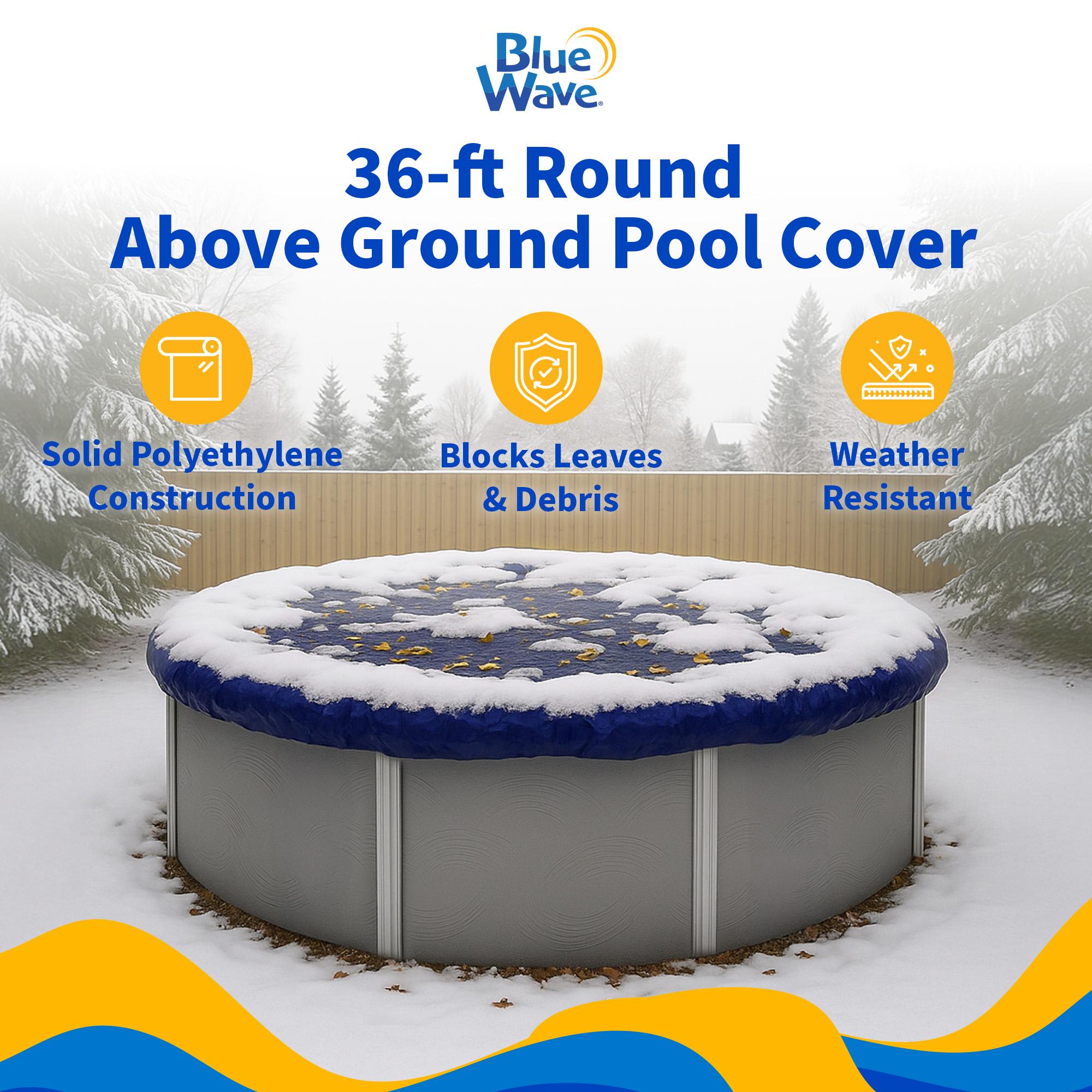 Blue Wave UV Resistant Pool Covers, Polyethylene, Blue