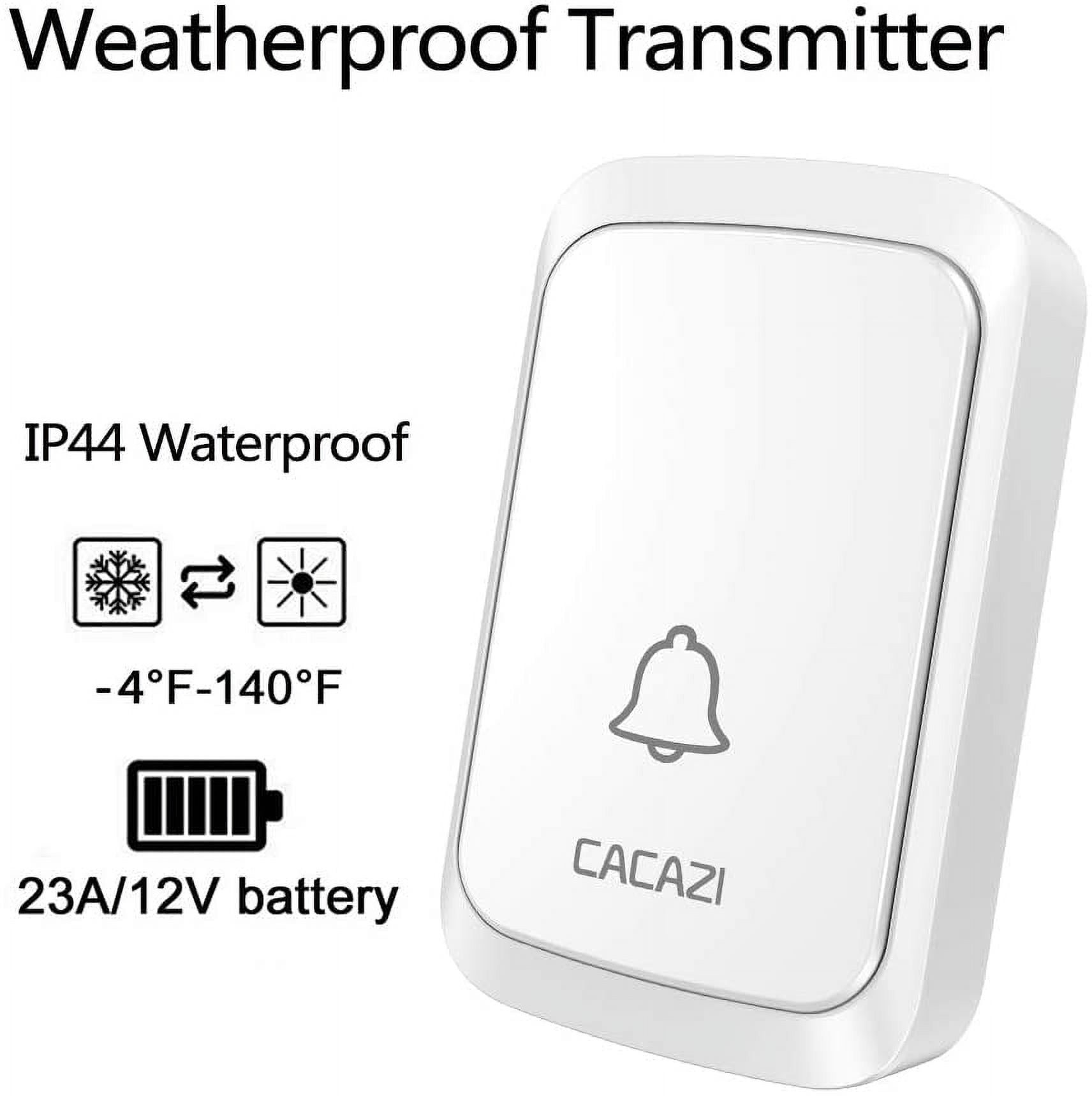 Wireless Doorbell, Waterproof Door bell Chime Operating at Over 1000 Feet with 4 Volume Levels, 58 Melodies (White)