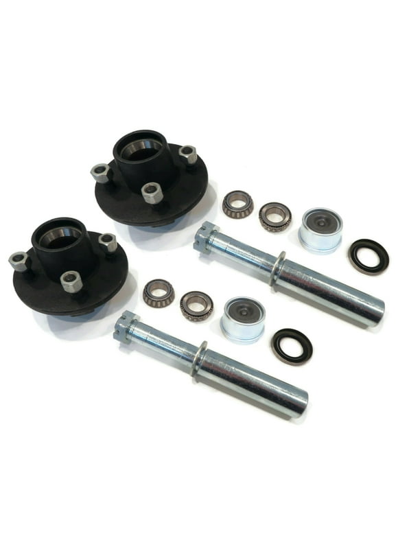 The ROP Shop | (2) Trailer Axle Kit Assemblies W/ 4 on 4" Bolt Idler Hub & 1" Round BT8 Spindle