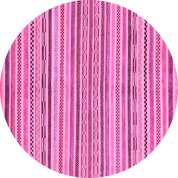 Ahgly Company Indoor Round Abstract Pink Modern Area Rugs, 3' Round