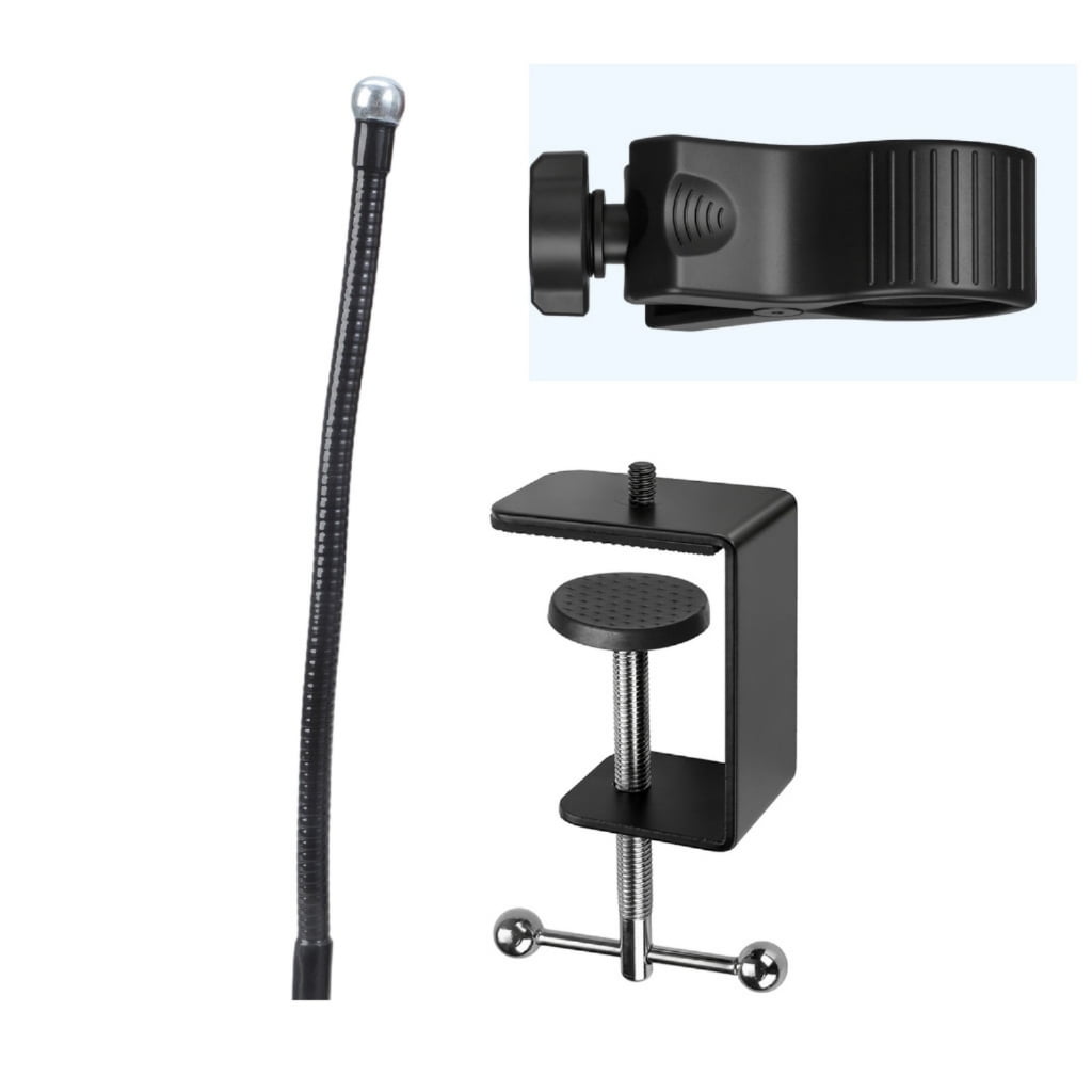 Rotating Clip Mount Microphone Stand with Lock Knob for Secure Attachment on Desks Chairs Stands up to 50mm Thickness