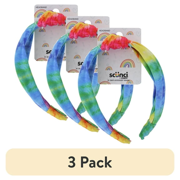 (3 pack) Scunci Fabric Knotted Rainbow Headband, 1-Piece