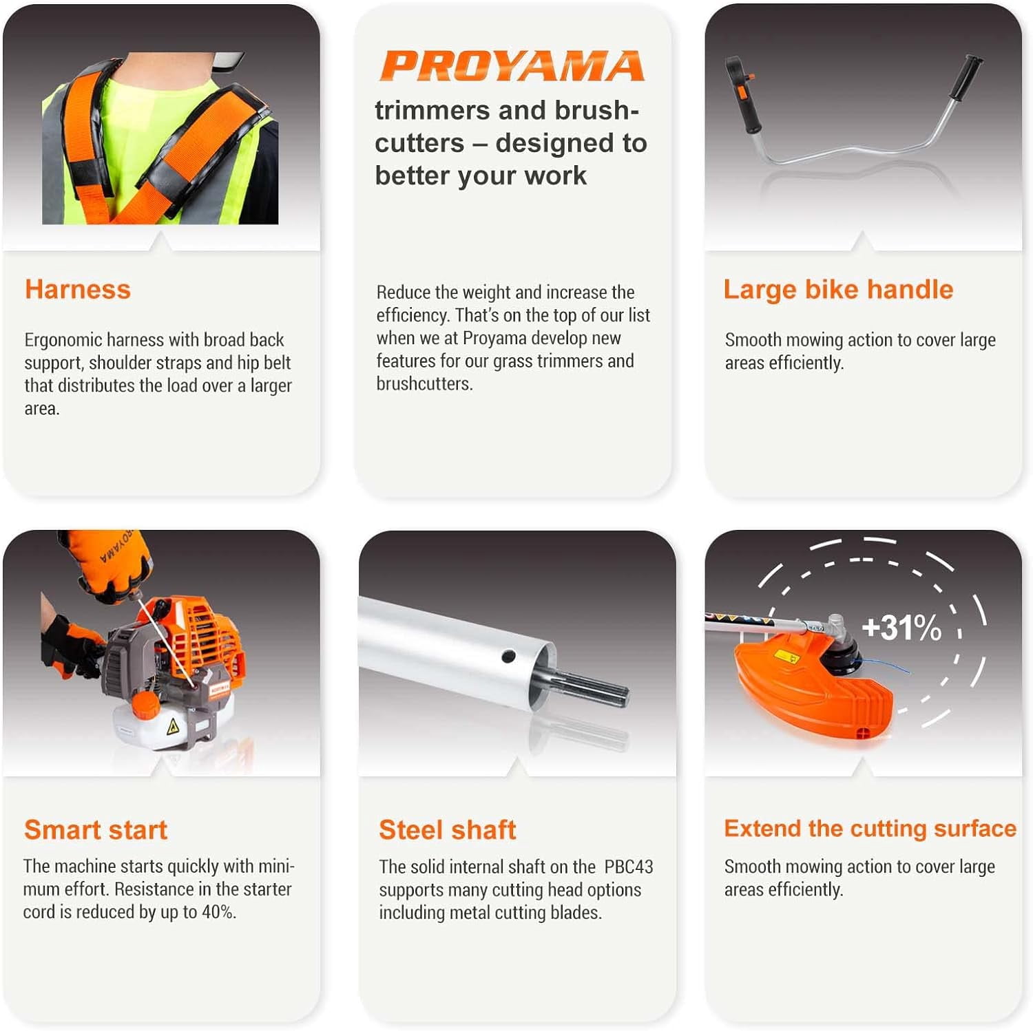 PROYAMA 42.7cc Gas Weed Wacker, 3 in 1 Weed Eater Gas Powered, Brush Cutter and Gas String Trimmer 2-Cycle Extreme Duty, 5 Year Warranty Gearbox, Grass Trimmer 2025 Upgraded