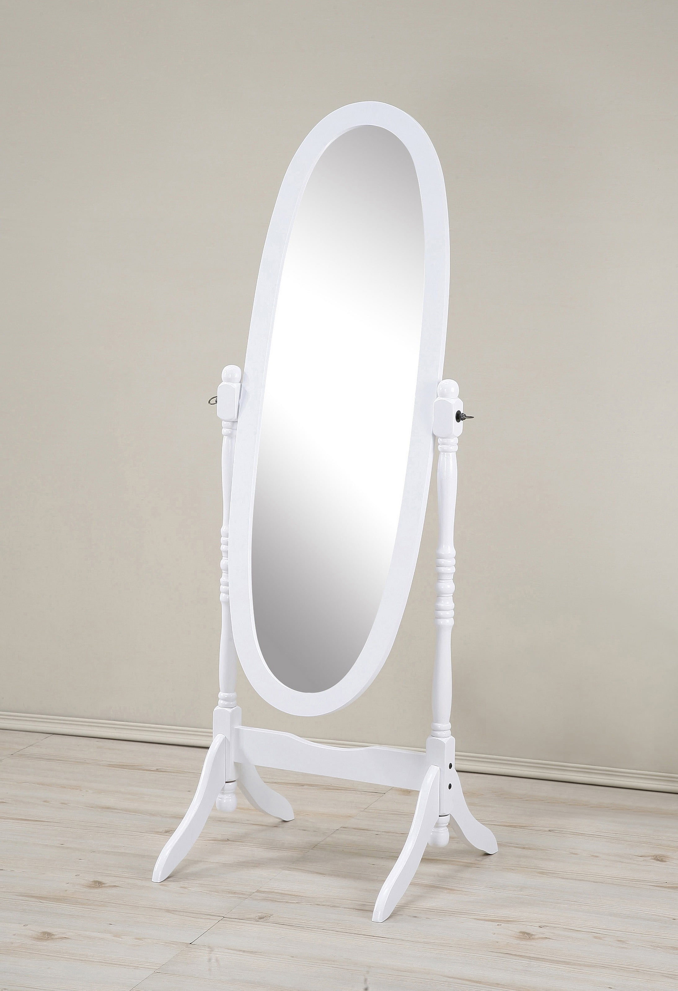 Roundhill Furniture Traditional Queen, Vintage White Floor Mirror