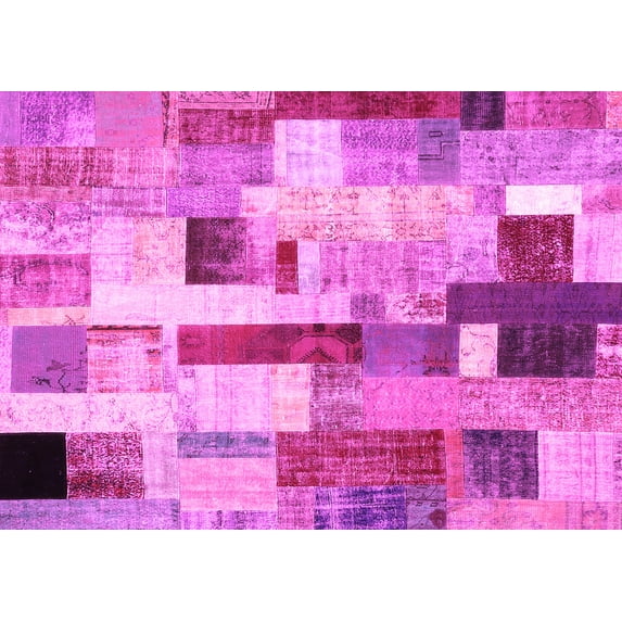 Ahgly Company Indoor Rectangle Patchwork Pink Transitional Area Rugs, 8' x 12'