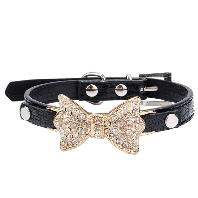 TIMIFIS Fournitures pour Animaux de Compagnie Collier pour Chien Bling Nœud en Cristal Collier pour Animal de Compagnie Collier Ras-du-Cou pour Chiot RDS Automne/hiver