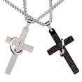 thumbnail image 4 of Collier Croix pour Homme, 2 Pcs Collier Pendentif Croix Collier Croix en Acier Inoxydable Collier Élégant Installation Sans Effort, 4 of 8