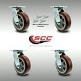 thumbnail image 2 of 6 Inch SS Polyurethane Swivel Caster Set with Delrin Bearings & Swivel Locks SCC, 2 of 2