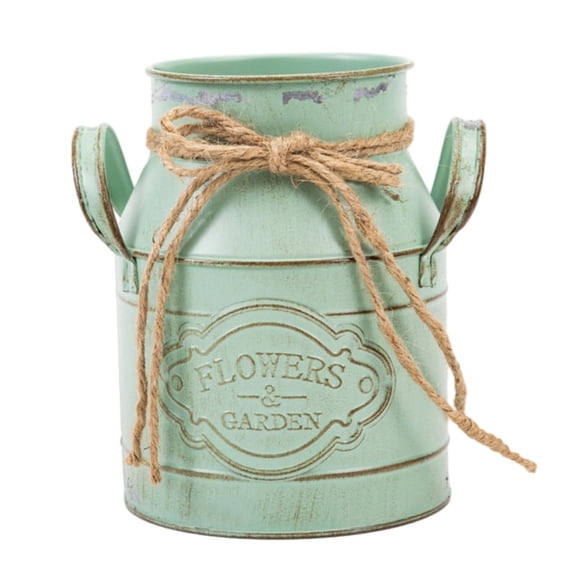Apooke Metal Flower Vase Shabby Chic Vintage Vase Metal Milk Can Vase Vintage Farmhouse Vase Metal Pitcher Flower Bucket