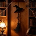 thumbnail image 4 of Gothic Witch Broomstick & Black Hat Metal Wall Decor - 2D Indoor Iron Witch Accessory, 3 Size Options, for Witches & Fantasy Lovers, 4 of 5