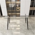 thumbnail image 3 of Modern 4-6 Seater Tempered Glass Dining Table with Black Metal Legs, Minimalist Rectangular Kitchen Table for Living Room Dining Area, 3 of 10