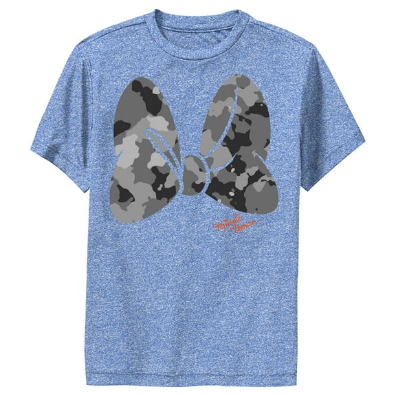Boy's Mickey & Friends Minnie Mouse Camo Bow  Performance Graphic Tee Royal Blue Heather X Large