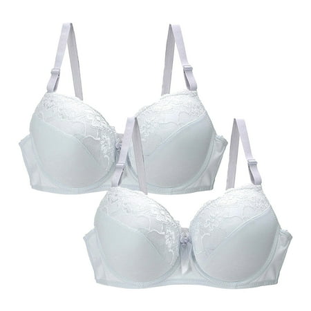 FUNUONY Big Sale!! Women s Push Up Lace Bra Underwire Plunge Full Coverage Bras Padded 2Pack Women s Underwear Bra Lace Bra for Women Plus Size Pink 80C