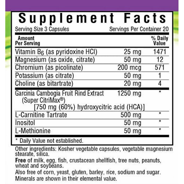 garcinia cambogia l carnitine Bluebonnet Garcinia Cambogia, L Carnitine, Stimulant Free, 60 Vegetable  Caps
