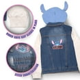 thumbnail image 6 of Disney Lilo & Stitch Minnie Mouse Girl's Hoodie Jean Jacket with Ears - Fashion Hooded Denim Jacket for Kids (Size 4-12), 6 of 7