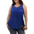 thumbnail image 2 of VOIANLIMO Women's Plus Size Sleeveless Lace Pleated Shirts Summer Blouses Tunic Tank Tops M-4XL, 2 of 4