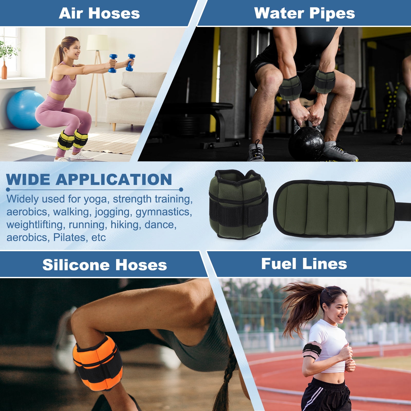Uxcell 10 Lbs Total/ 5 Lbs Each Adjustable Ankle Weights Wrist Leg Arm Weights Sandbags for Women Men Dark Green