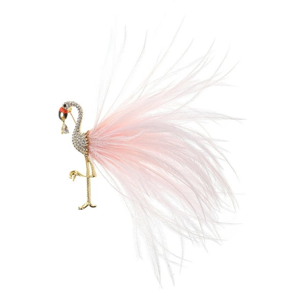 GOOHOCHY Flamingo Pin with Artificial Plume Flamingo Brooch Pin Hat Clothing Lapel Pin Brooch Clip Elegant Brooch
