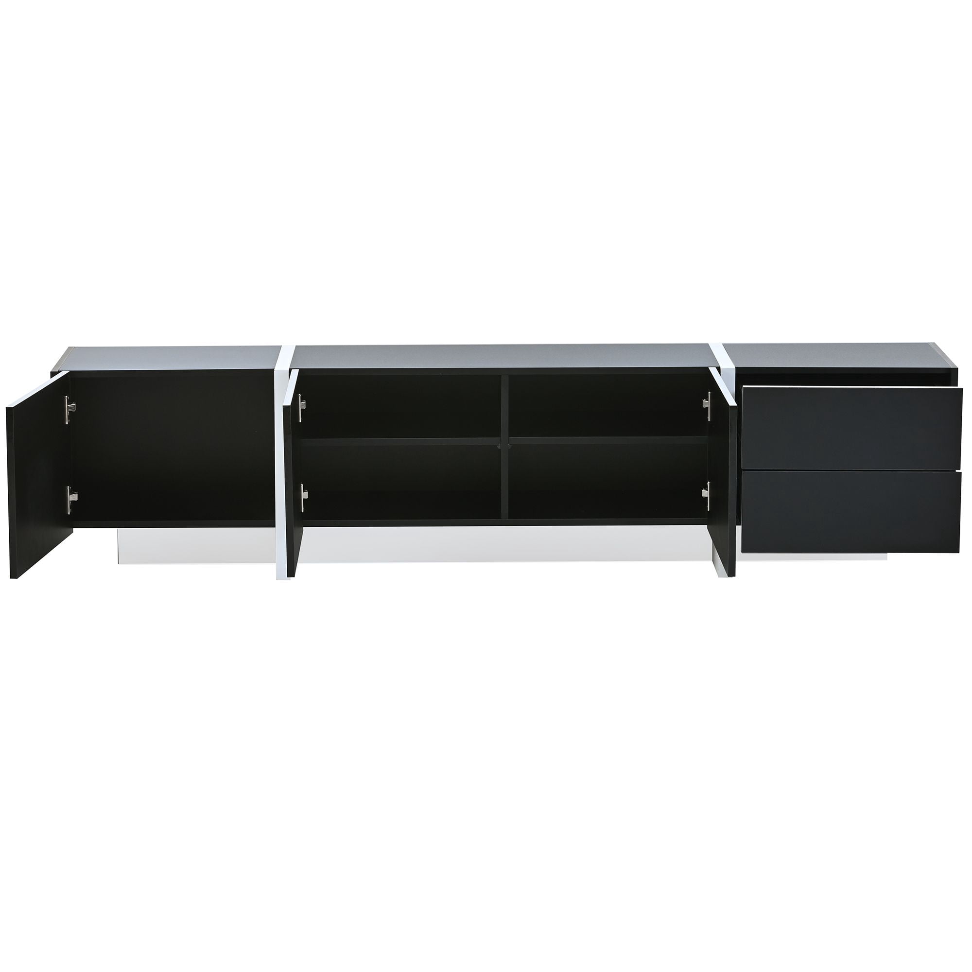 Aukfa TV Stand with 2 Drawers and 3 Big Cabinets for TVs up to 80" - Black