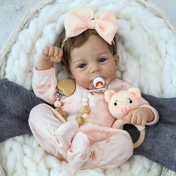 Realistic Reborn Baby Dolls - 18 Inch Lifelike Newborn Baby Dolls Adorable Girl, Real Life Baby Doll with Accessories Reborn for Birthday, Christmas, Education Gift