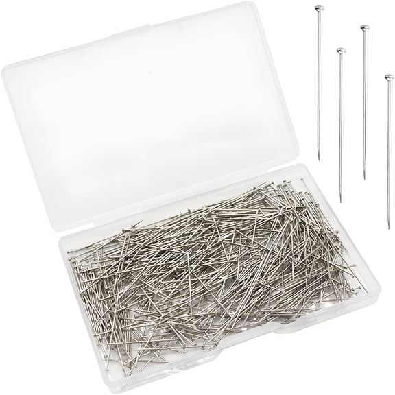 TUWAFE 500Pcs Straight Pins，Stainless Steel Head Pins Dressmaker Pins Fine Satin Pin for Crafts,Sewing Pins for Fabric Dressmaker Pin for Sewing and Craft,Jewelry Making