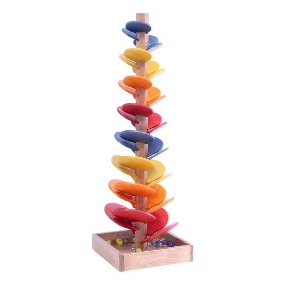 AmishToyBox.com Marble Tree Wooden Toy - CPSIA-Approved Child-Safe Finish - Pack of Marbles Included Circus Splash