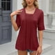 thumbnail image 1 of Fiudx Camisas de Mujer Camisas de Blusas con Cuello En V de Manga Corta de Color Sólido Casual de Moda para Mujer, 1 of 7