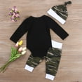 thumbnail image 4 of Douhoow Newborn Baby Boy Clothes Long Sleeve Letters Romper Camouflage Long Pants Hat 2Pcs Outfits, 4 of 6