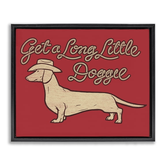 Stupell Industries Long Little Doggie Novelty & Humor Painting Black Floater Framed Canvas Art Print Wall Art, 21 x 17