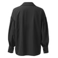 thumbnail image 6 of Womens Solid Color Casual Shirt Long Sleeve Lapel Button Blouse Loose Top Turn Down Collar Black XXL, 6 of 7