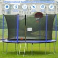 thumbnail image 2 of Outdoor Trampoline for Kids, 2021 Upgraded 12FT Jumping Fitness Round Trampoline with Safety Enclosure Net, Basketball Hoop and Ladder, Outdoor Heavy Duty Trampoline for Boys and Girls, Blue, SS1056, 2 of 9