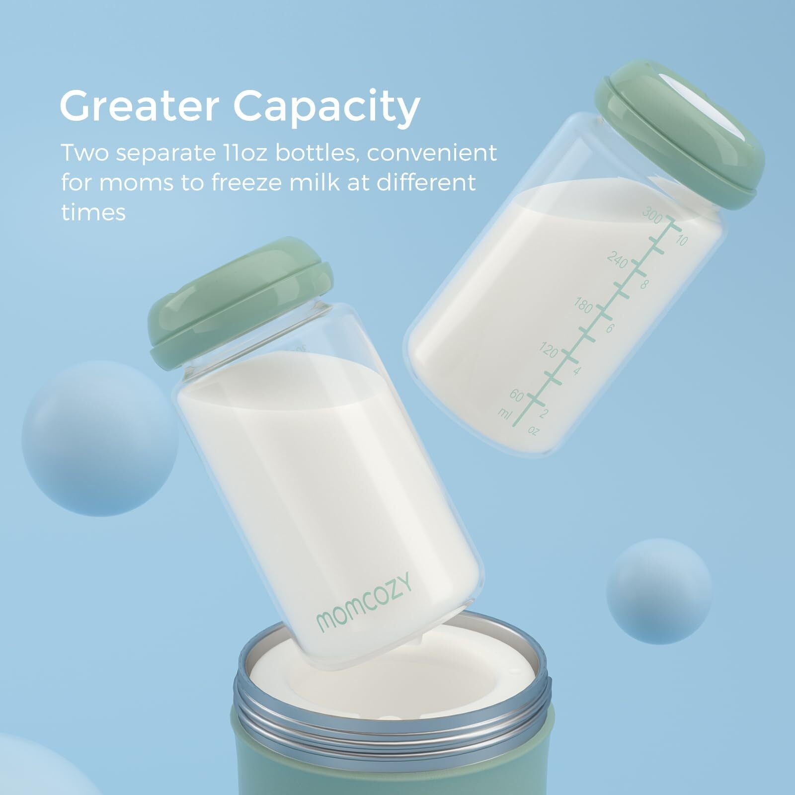 Momcozy 22oz Portable Breast Milk Cooler for Outdoor, Life Saver with 360° Total Cooling for 24 Hours, Larger Capacity Travel Breastmilk Chiller with 2pcs Baby Bottles for Breastmilk Storage