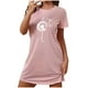 thumbnail image 2 of Camisón corto de talla grande para mujer, camisón de manga corta con estampado de pecho a la moda, camisón para mujer, 2 of 5