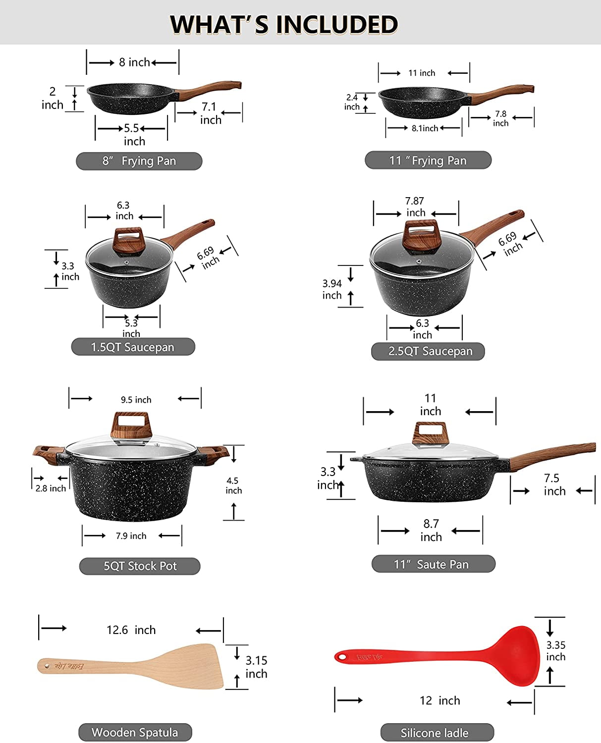 Eslite Life Nonstick Woks & Stir-Fry Pans, Deep Frying Pan with Lid Induction Compatible (5 Quart // 12 inch)