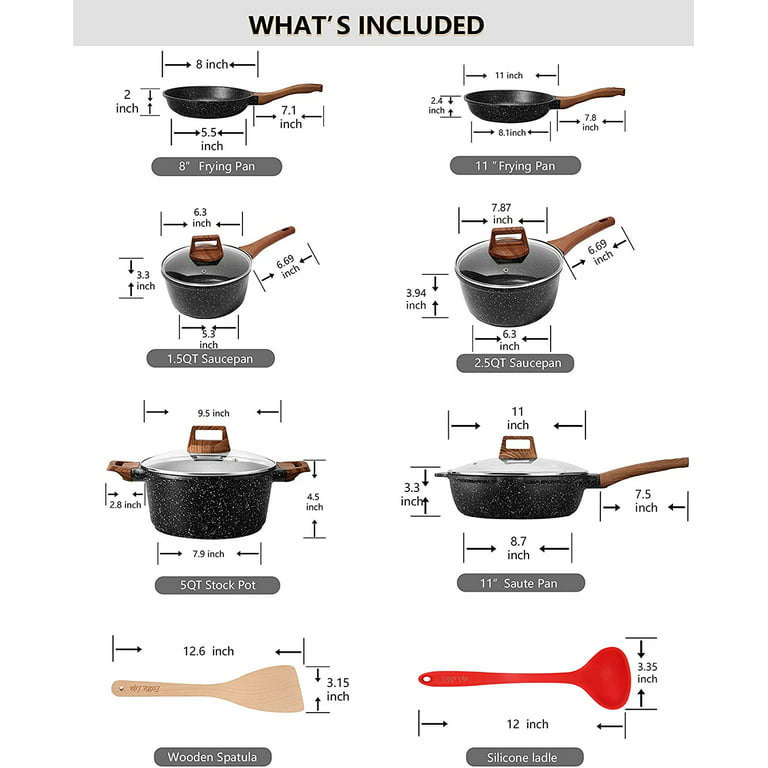  ESLITE LIFE Nonstick Cookware Sets, 8 Pcs Granite Coating Pots  and Pans Set Kitchen Cooking Set, Compatible with All Stovetops (Gas,  Electric & Induction), PFOA Free: Home & Kitchen