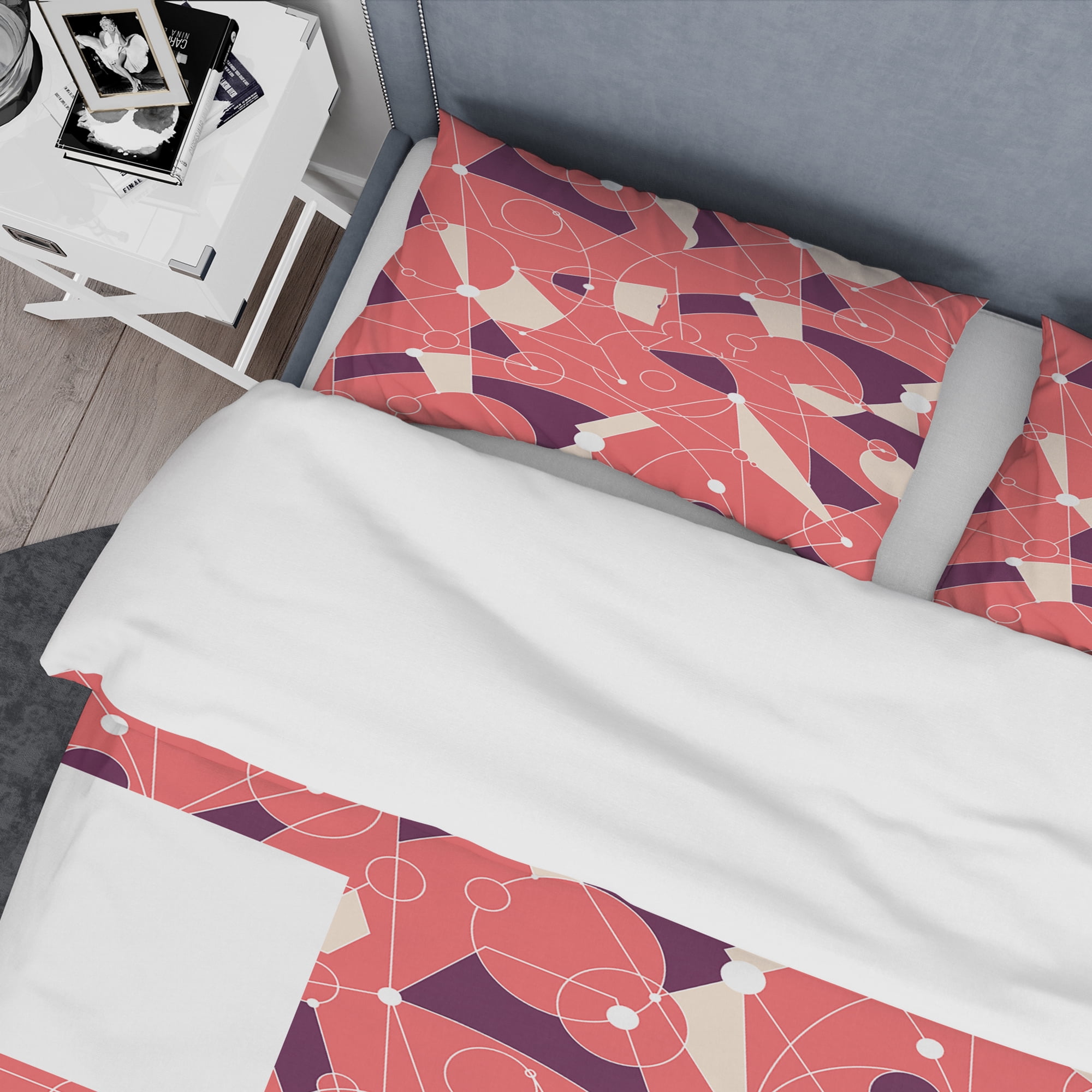 Designart 'Retro Geometric Grid I' Mid-Century Modern Duvet Cover Set