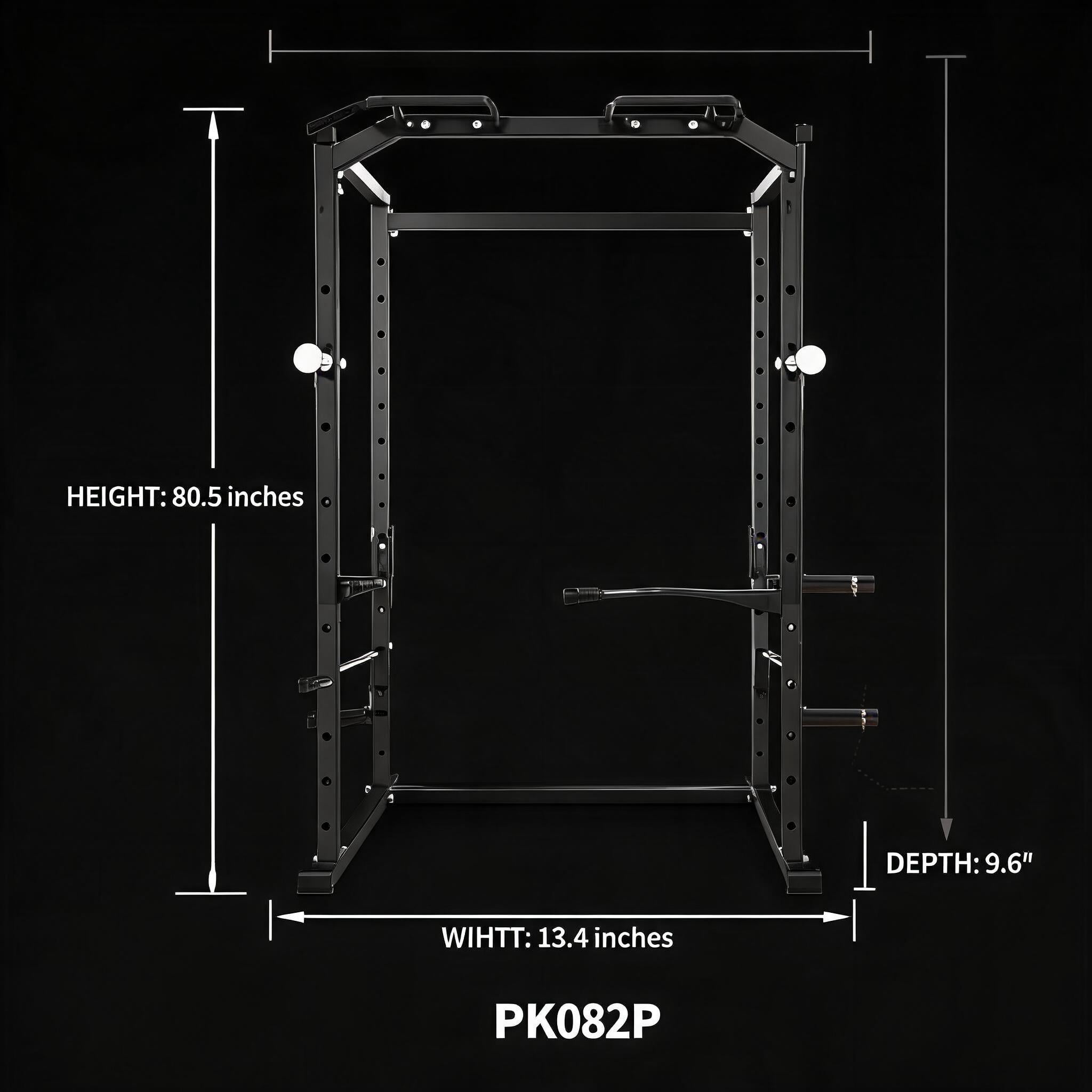 1100LB Heavy Duty Power Cage Squat Rack for Home Gym – Multi-Function Strength Training Rack with Pull-Up Bar, Dip Bars, J-Hooks, Adjustable Safety Spotters, Bench Press Support – Color: All Black