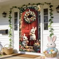 thumbnail image 6 of Vggrvlo Easter Bunny Door Cover Decor 3D Visual Effects Cottagecore Wildflower Easter Rabbit Door Curtains Banners for Front Wall Backdrop Indoor Outdoor 71"x35", 6 of 6