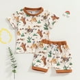 thumbnail image 2 of Xudanell Baby Boy Summer Clothes Cow Print Short Sleeve Baby Boy Outfits Shorts Set 1st Birthday Preemie Clothes, 2 of 9
