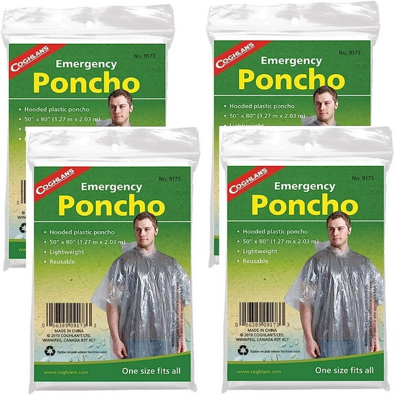 Coghlan's Emergency Poncho - Waterproof - 4 Pack