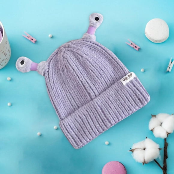Gorro de punto de monstruo brillante divertido para niños, gorro de y cómodo, gorro de invierno para mochilero en la calle al aire libre Púrpura CUTICAT Sombrero tejido