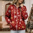 thumbnail image 5 of larppty Women Christmas Hoodies Fashion Casual Xmas Zip Up Coat Long Sleeve Jackets Outerwear with Pocket Holiday Outfits (Wine, XXL), 5 of 9