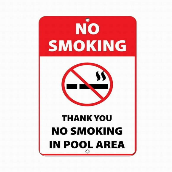 Size: 8" x 12" No Smoking Thank You No Smoking in Pool Area Activity Sign Safety Sign Tin Sign