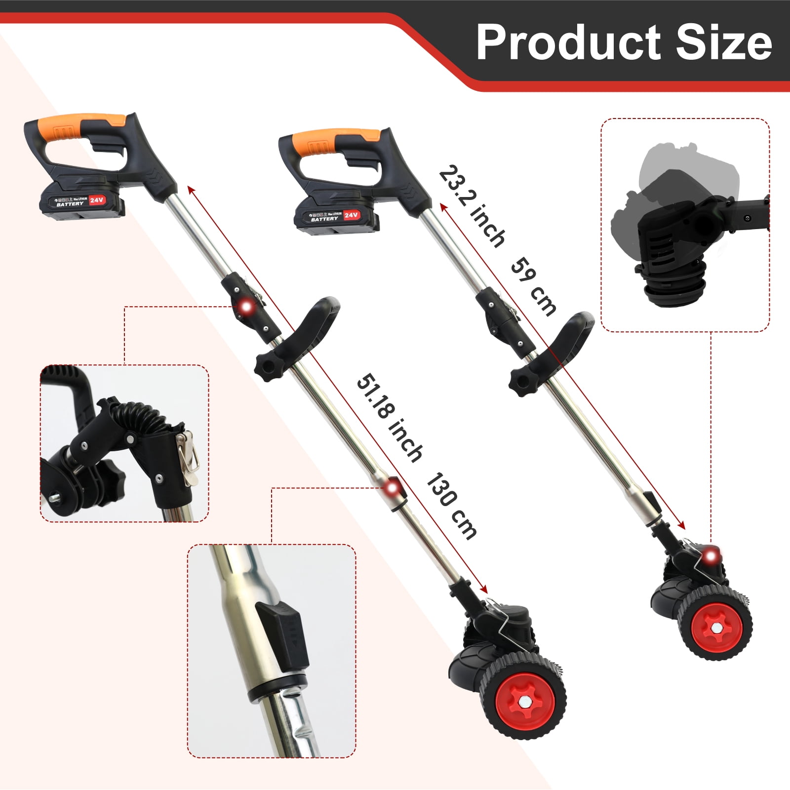 Baokaler Foldable Grass Trimmer,24V Weed Eater,String Trimmer Cordless, Electric Weed Trimming Tool for Lawn Care and Garden Yard Work