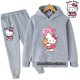 thumbnail image 3 of Jersey de deportes nuevos Kawaii Sanrio Hello Kitty, Sudadera con capucha de Anime, abrigo para niña + Pantalones 2P para niños de 3 a 14 años, regalo de cumpleaños, conjunto informal para correr, 3 of 5