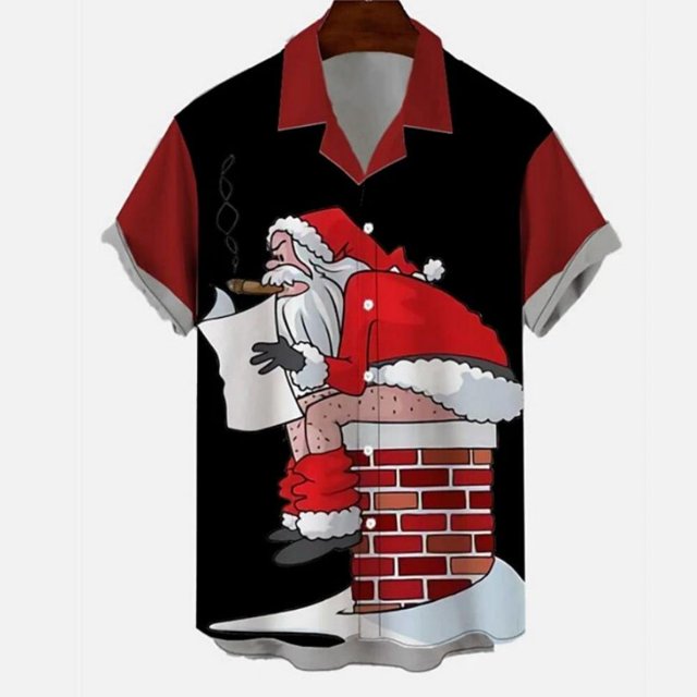Camisa hawaiana de manga corta para hombre y mujer, ropa de Navidad, Tops con gráfico 3d de Papá Noel, Hip Hop, gran tamaño, verano, novedad
