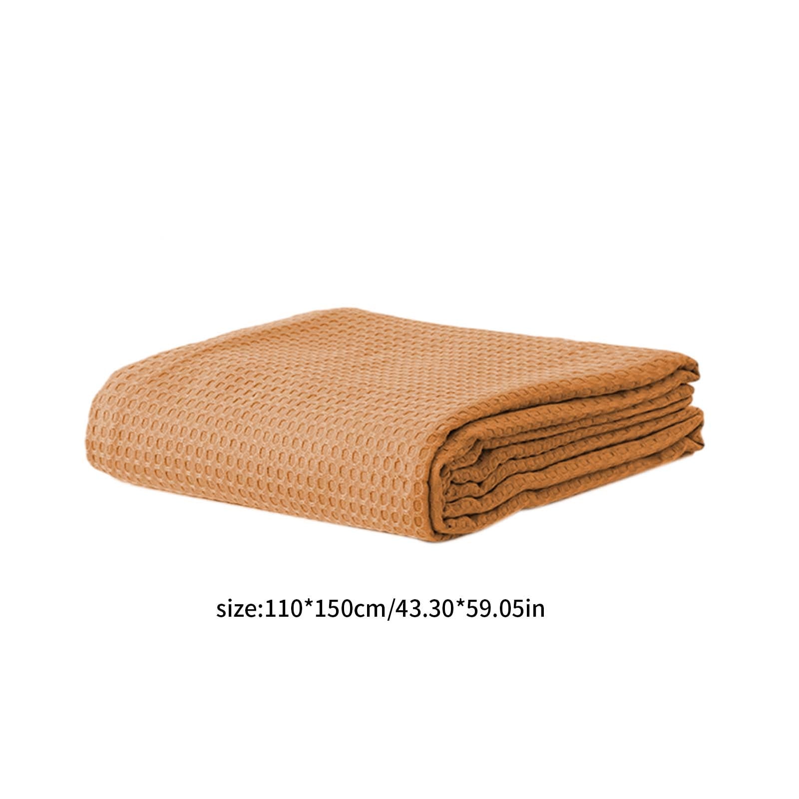Loyerfyivos Cotton Blankets Queen Size for Bed - Waffle Weave Blankets for Summer, Lightweight and Breathable Soft Woven Blankets for Spring, White, 43.31x59.05in (Orange)