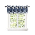 thumbnail image 2 of Kitchen Cafe Valance Curtain for Small Windows,Dark Blue White Blossom Flowers Rod Pocket Short Valances Pastoral Garden Floral Art Window Treatment Panel for Living Room/Bedroom/Bathroom,42x18in, 2 of 9
